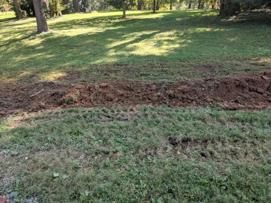 Dug up water line in a residential back yard